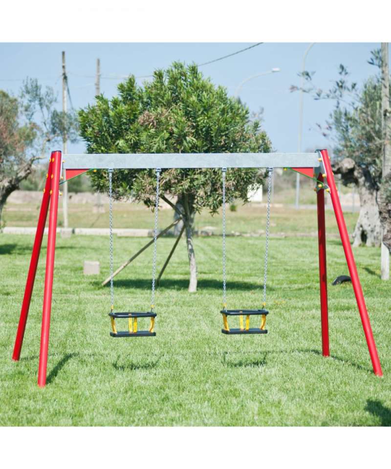Altalena in alluminio VENERE due seggiolini rettangolari GradimGiochi