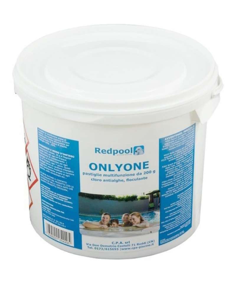 Onlyone Multifunzione Pastiglie 200g Sanificante, antialghe, floculante, azzurrante per piscina Confezione 10Kg
