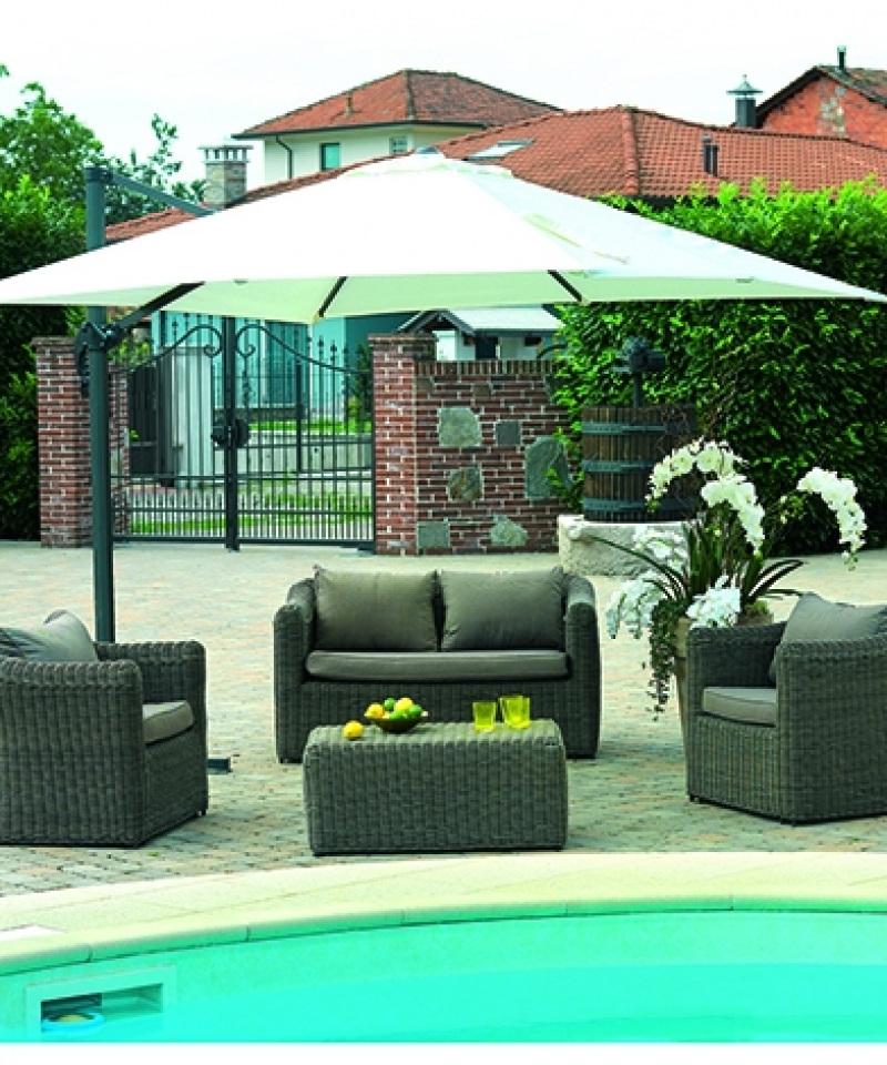 Ombrellone quadrato Greenwood 3X3 mt. ecrù con maniglione