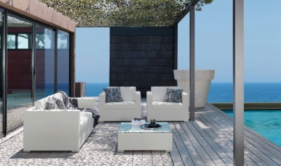 Garden furniture, sofas and coffee table