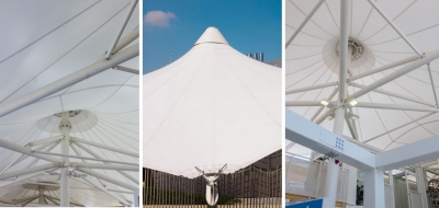 Tensile structure with aluminum supporting structure